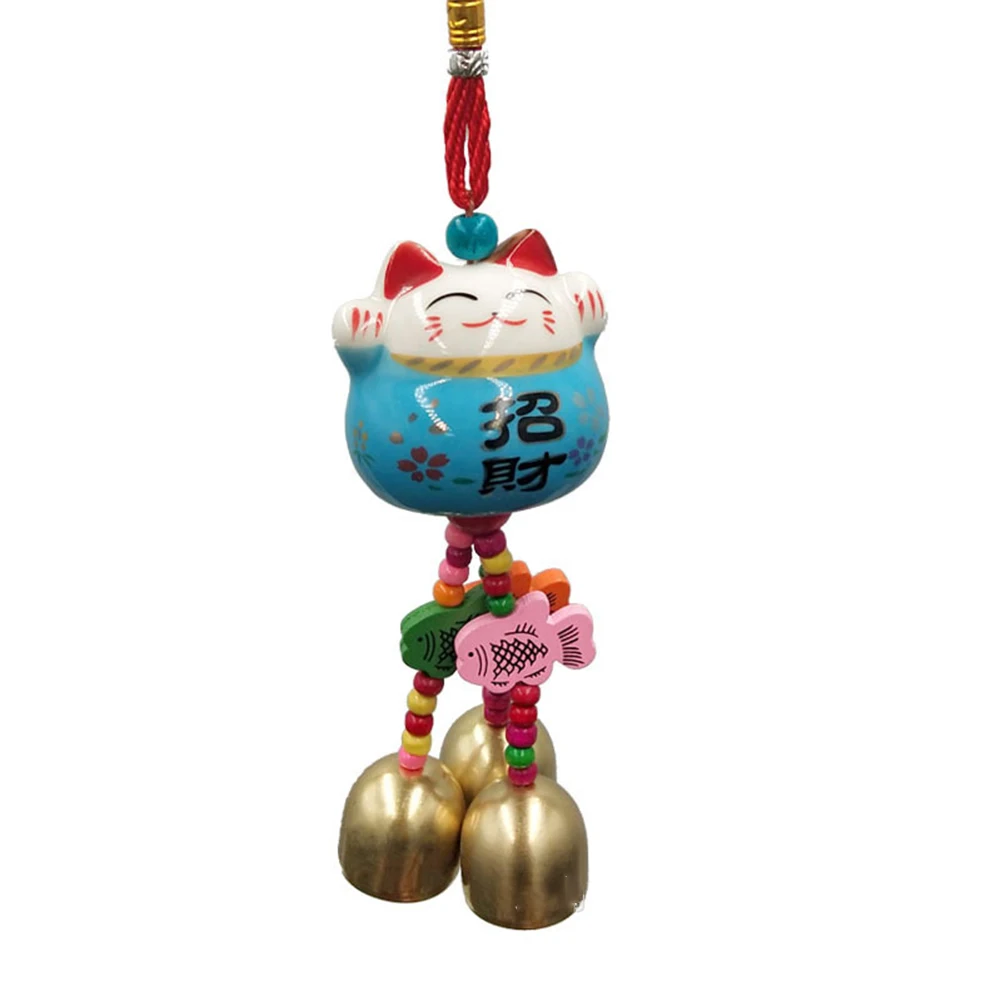 1pcs Fortune Cat Pendants Hanging Wind Chimes Cute Aeolian Bells Household Ceramic Pendant for Home Garden Hallway