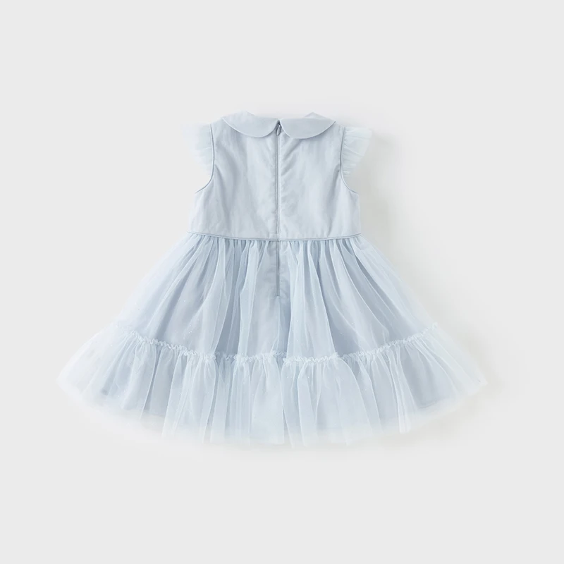 Dave Bella Girl Princess Dress Autumn Spring Kids Gentle Lace Mesh Dresses Cotton Outdoor Blue Sweet Children Clothing DB2251617