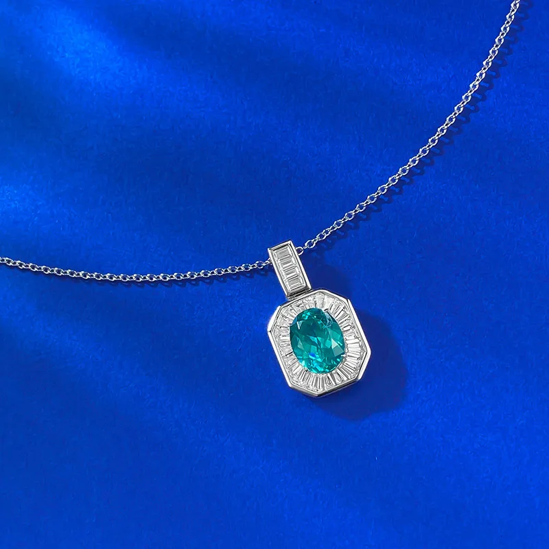 S925 Silver Para Green Pendant for Women, Light Luxury, Personalized, High End, Clavicle Chain Necklace