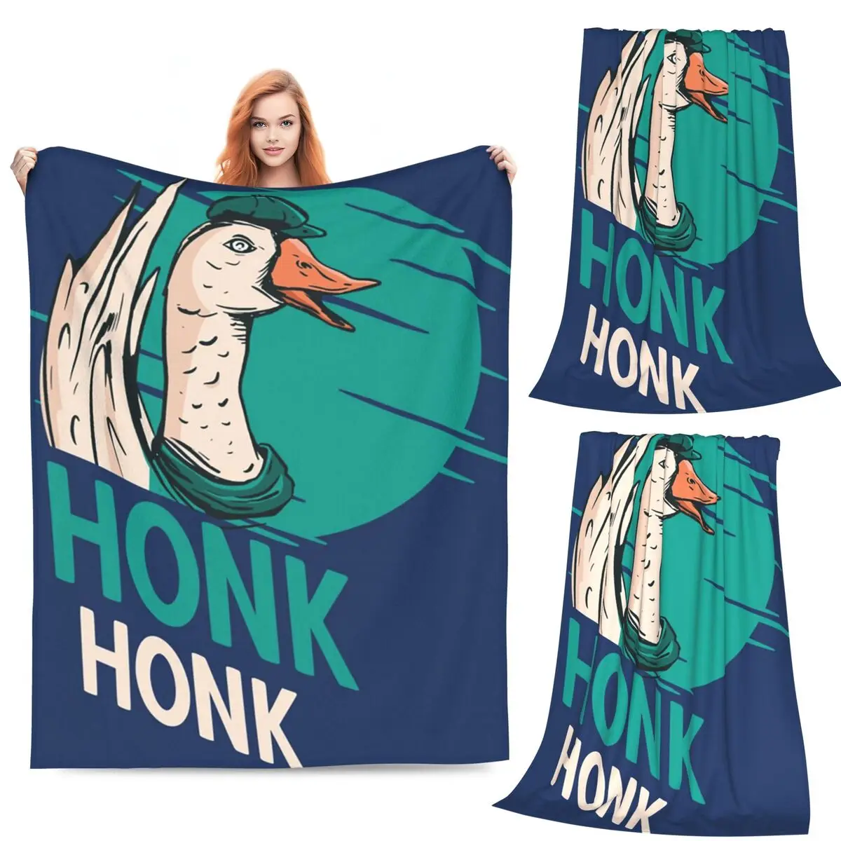 

Funny Goose On The Loose Honk Honk Blanket Fleece Sofa Throw Blanket Multi-function for Home Bedroom Throws Bedspread Quilt