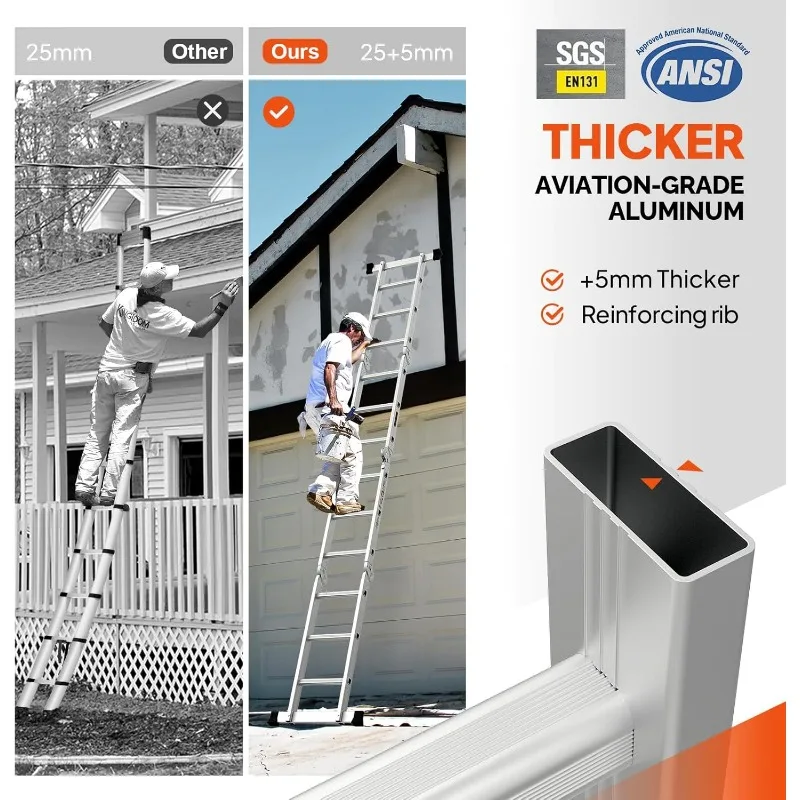 LUISLADDERS Folding Ladder Multi-Purpose Aluminium Extension 7 in 1 Step Heavy Duty Combination EN 131 Standard (12.5 Feet)