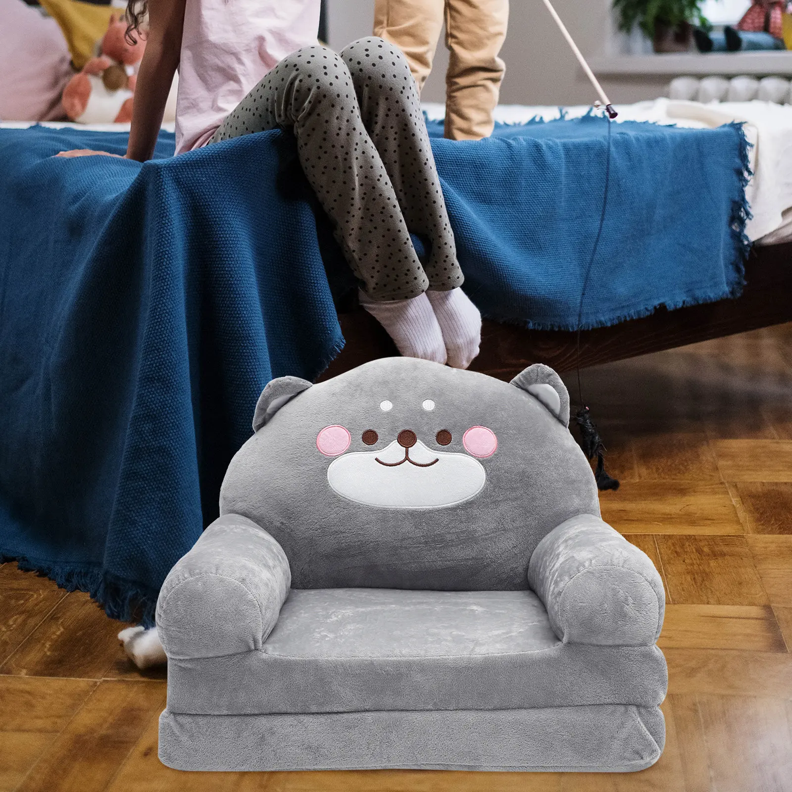 

Elephant Shape Baby Seat for Kids 2-6 Years Old Soft Comfortable Living Room Bedroom Nursery Kindergarten Child Folding Sofa