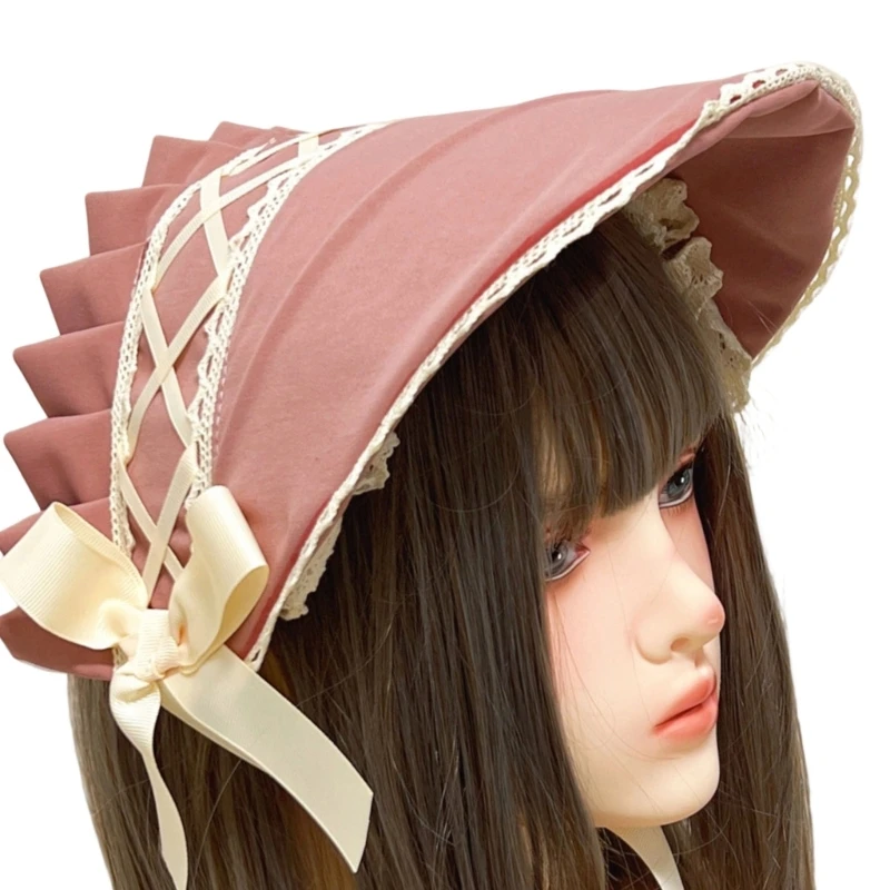 340D Elegant Lace Anime Hat Breathable Fabric Ribbon Bowknot Design Bonnet Hat For Women Teaparty Theme Event Daily Wear