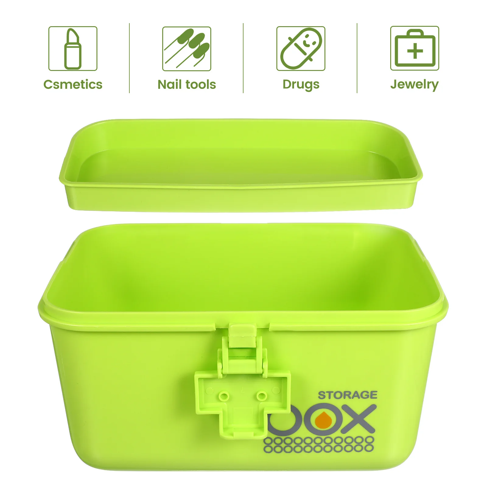 

Portable First Aid Box Double Layer Medicine Container Large Capacity Home Storage Medicine Box Green 21x16.5x15cm