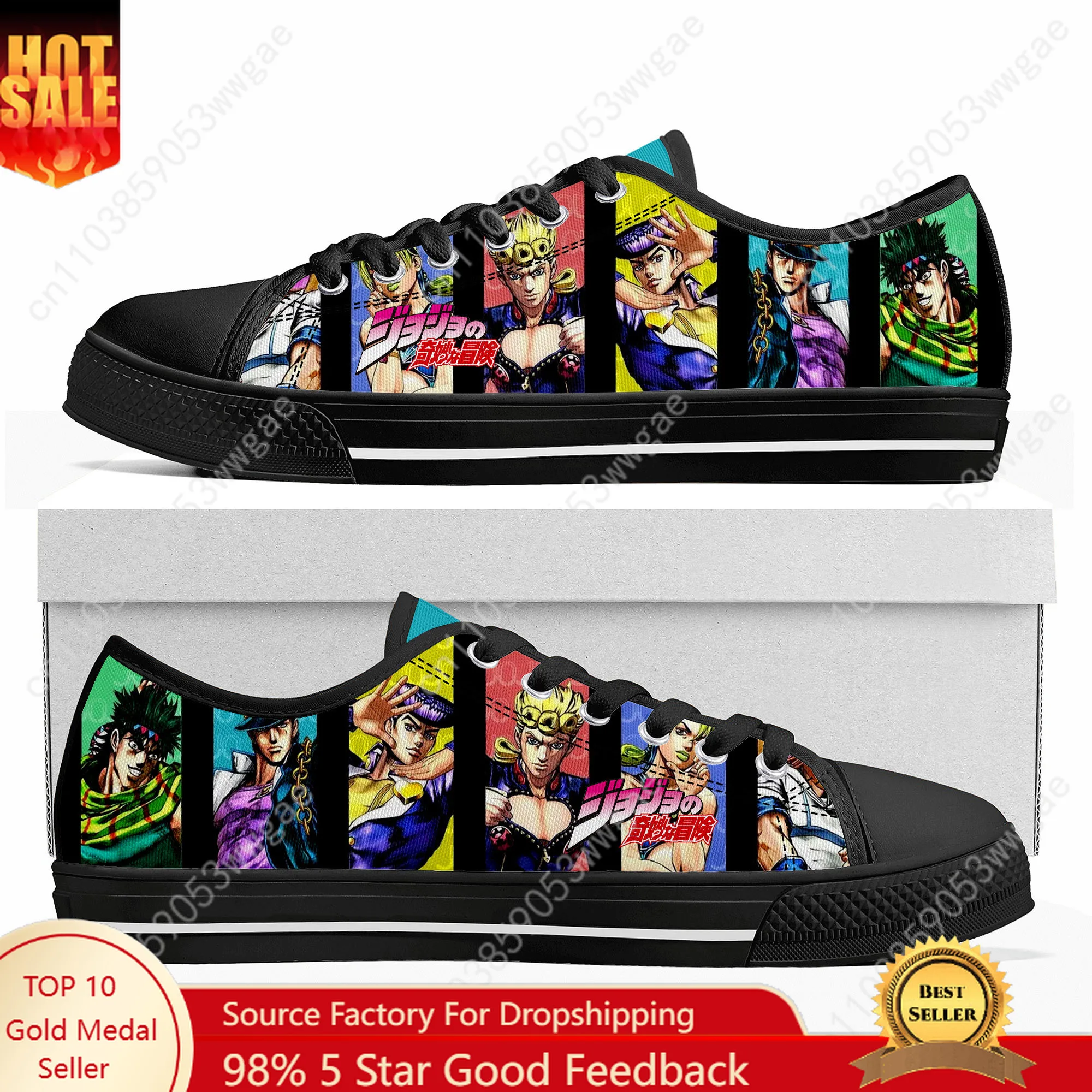

Jojo Low Top Sneakers Mens Womens Teenager Canvas Sneaker Comfortable Fashion Durable Casual Couple Shoes Anime Customized Shoes