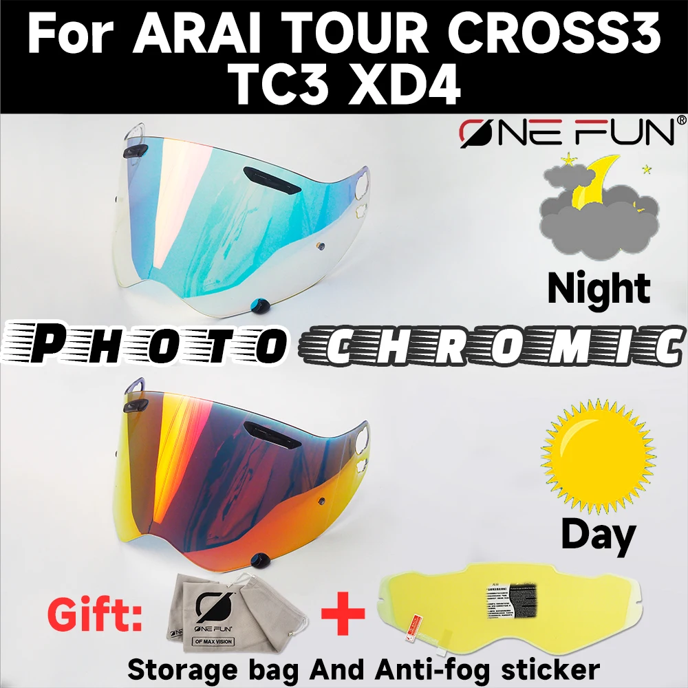 Photochromic Visor for AR and AI TOUR CROSS3 TC3 XD4 Replacement Helmet Scratch-Resistant, UV-Protected, Quick Installation