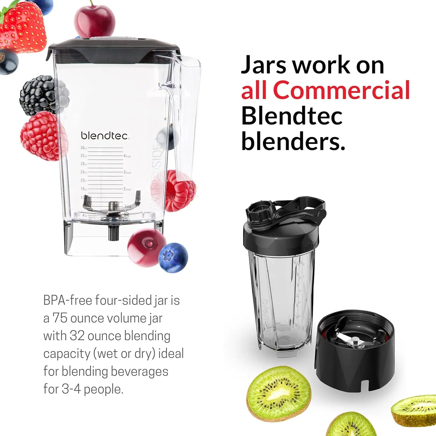 Blendtec Total Classic Original Blender - WildSide+ Jar (90 oz) - Professional-Grade Power - 6 Pre-programmed Cycles