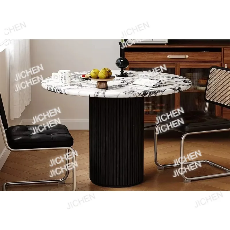 

ZQR Скандинавский круглый стол из цельного дерева, бытовой обеденный стол, износостойкий и устойчивый к царапинам, современный, простой, ретро, ветровая каменная плита Din