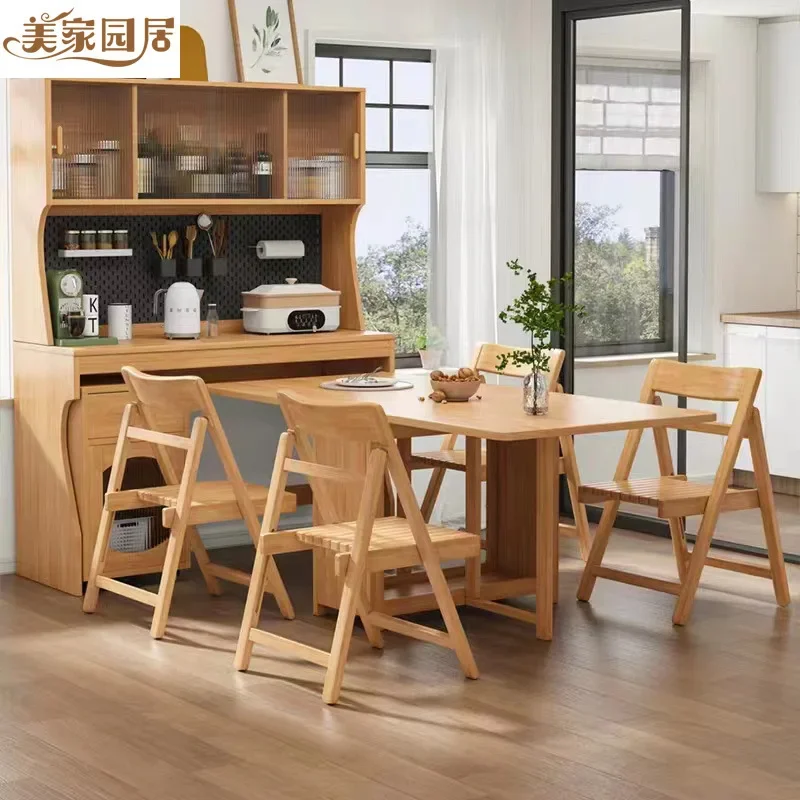 

Folding diningtable solid wood telescopic household diningtable small household diningable integratedable