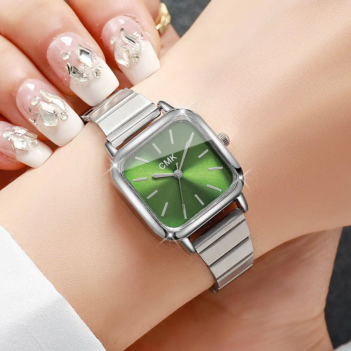 2/3/4/5/6PCS Fashion Square Women Watches Set Ultra-thin Stainless Steel Strap Quartz Wristwatch Girls Clock（Without Box） - view 2