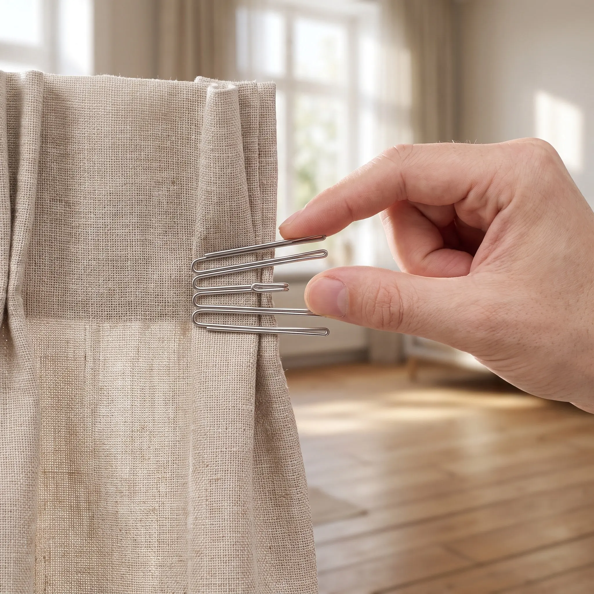 12Pcs Four Prong Stainless Steel Curtain Hooks Heavy Duty Drapery Clips for Window Drapes Pleated Curtain Pins Replacement Hooks