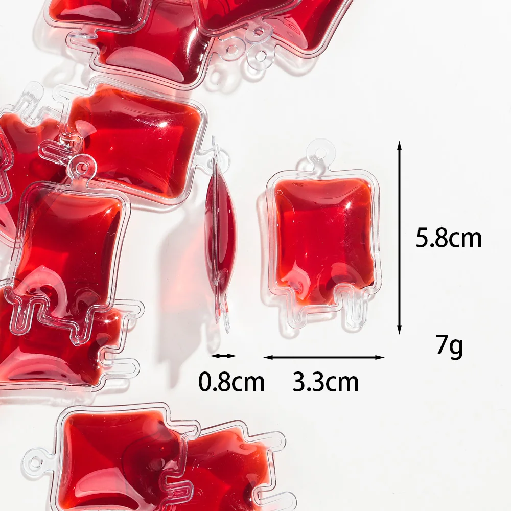 5pcs 33x58mm Halloween Gothic 3D Blood Bag Acrylic Charms Pendant for DIY Jewelry Making Keychain Earring Accessories Wholesale