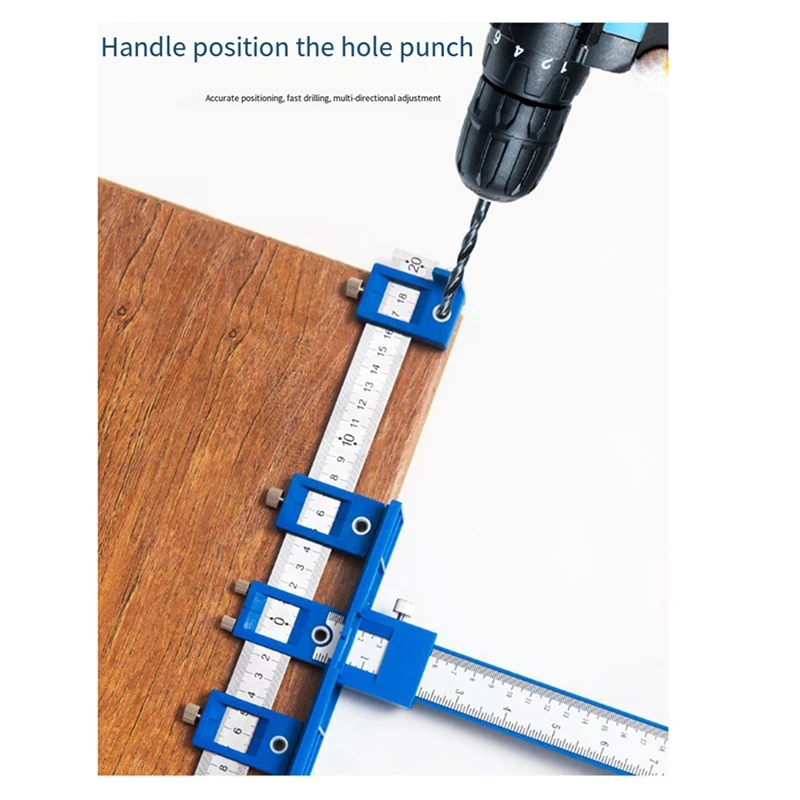 Localizzatore di punzoni per trapano per la lavorazione del legno Kit di maschere Guida per trapano Maniglia per armadio Manopola Modello Localizzatore Strumento per punzonatura per la lavorazione del legno