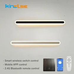 Modern Dimmable LED Linear Wall Light Smart APP Remote Control Long Strip Bar Light Bedroom Living Room Background Sconce Lamp