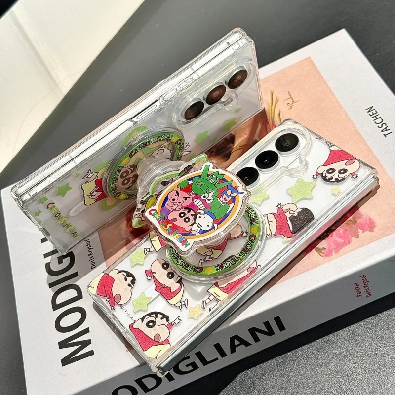 

Cute Cartoon sleep Crayon Shin-chan Star Folding Magsafe Wireless Charge Case For Samsung ZFold 3 4 5 6 7 Funny Magnetic Stand