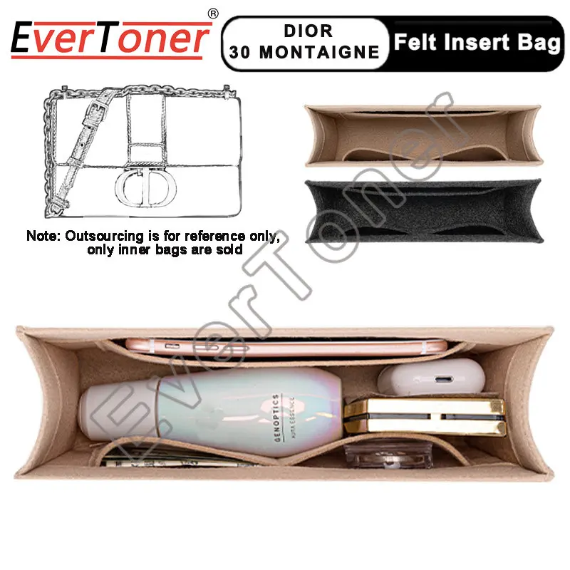 EverToner For 30 MONTAIGNE Felt Insert Bag Organizer Makeup Handbag Liner Travel Inner Purse Portable Cosmetic Base Shaper