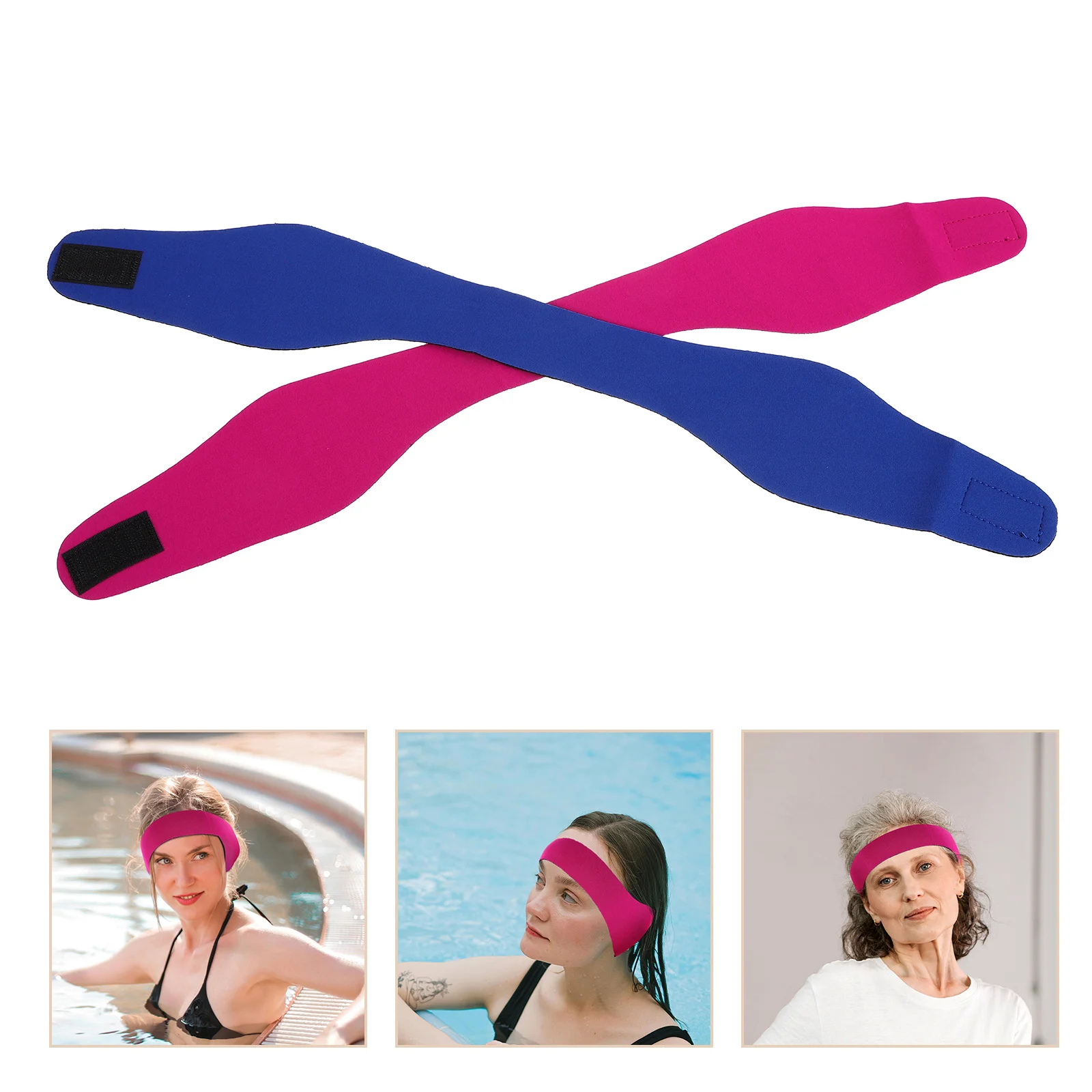 

2Pcs Swim Ear Cover Headband Splashproof Adjustable Cartoon Design Shower Bathing Ear Protection Headband for Swimming Diving