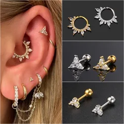 2026 Stainless Steel Women Girl Youth Ears Studs ZirconTragus Cartilage Daith Septum Ring Piercing Earrings Helix Y2K Jewelry