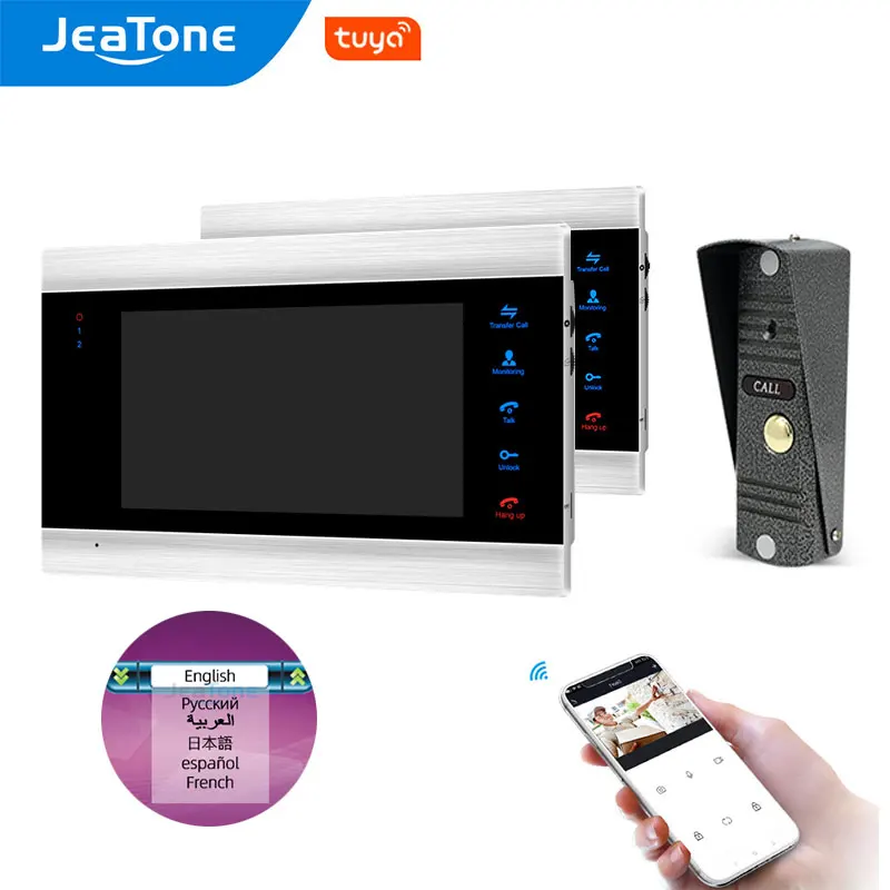 

Jeatone Wireless Video Intercom System 720P AHD Wired Video Doorbell Phone Camera Kits Support Unlock For Home Apartment Villa