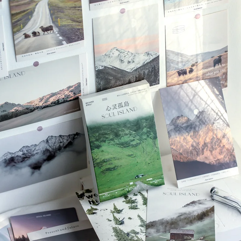 30 Sheets/Set Soul Island Series Postcard INS Style Photography Landscape Writing Greeting Cards Gift Stationery