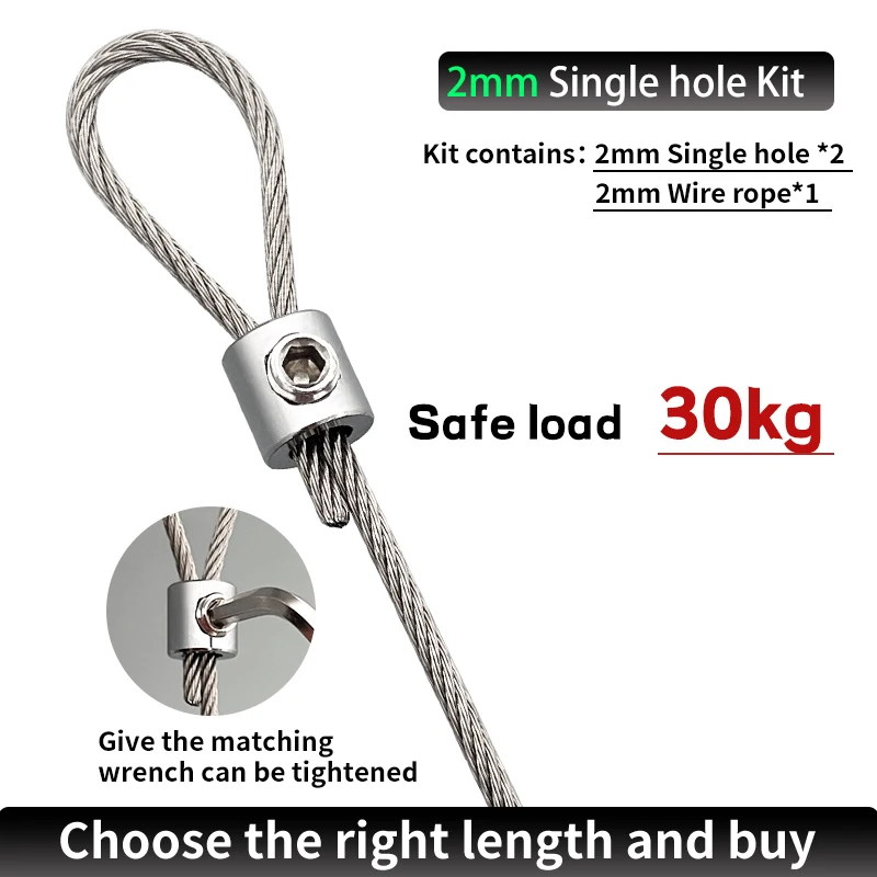 1/2/4pcs 2/3/4mm Adjustable Stainless Steel Suspension Sling Telescopic Wire Rope Lock Image Placard Fasteners Hanging Kit