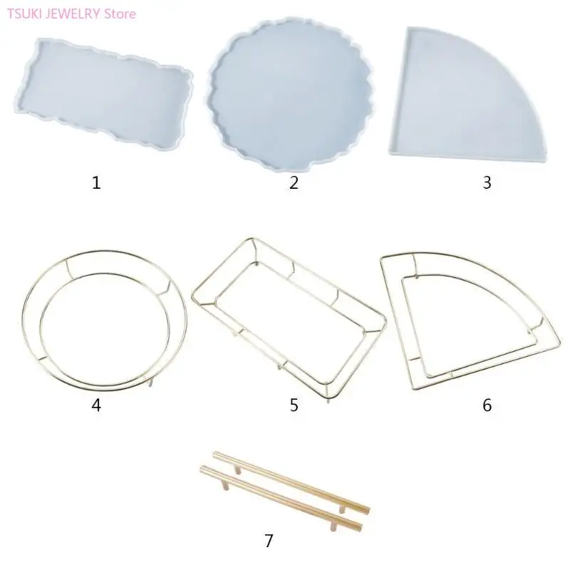 62KE Crystal Epoxy Resin Tray Mold Fruit Plate Cup Mat Casting Silicone Mould DIY Crafts Making Tools