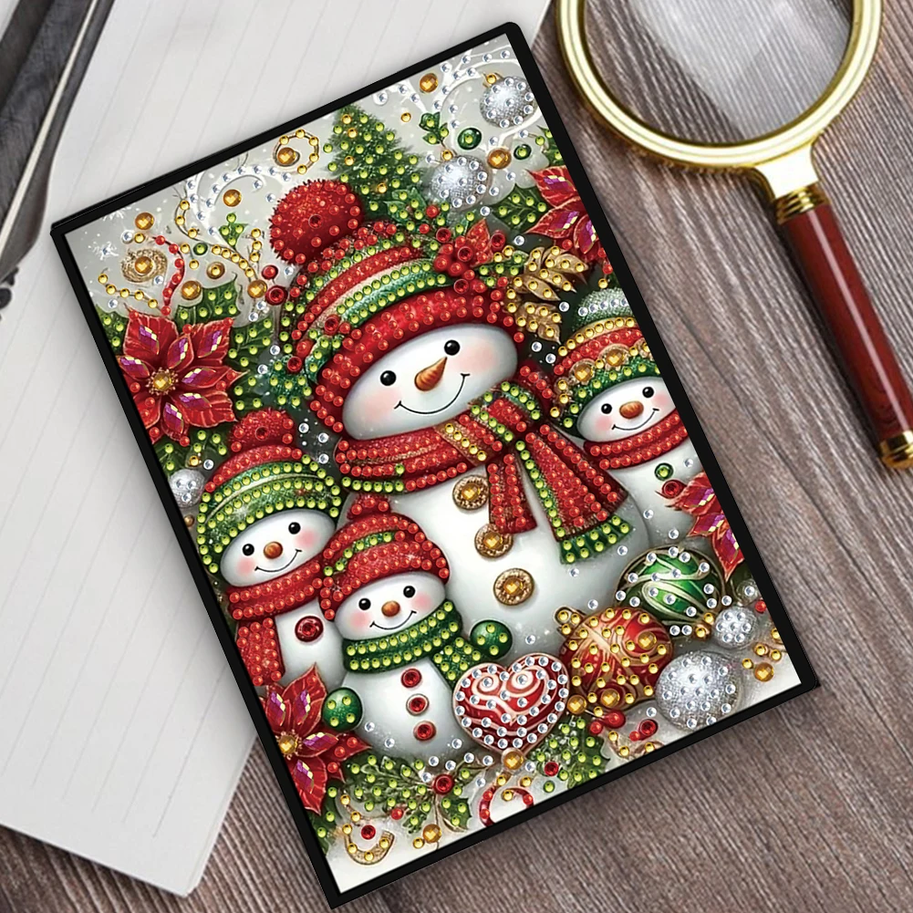 

50-Page A5 Snowman Diamond Painting Notebook for Adult Holiday Birthday Gift (B)