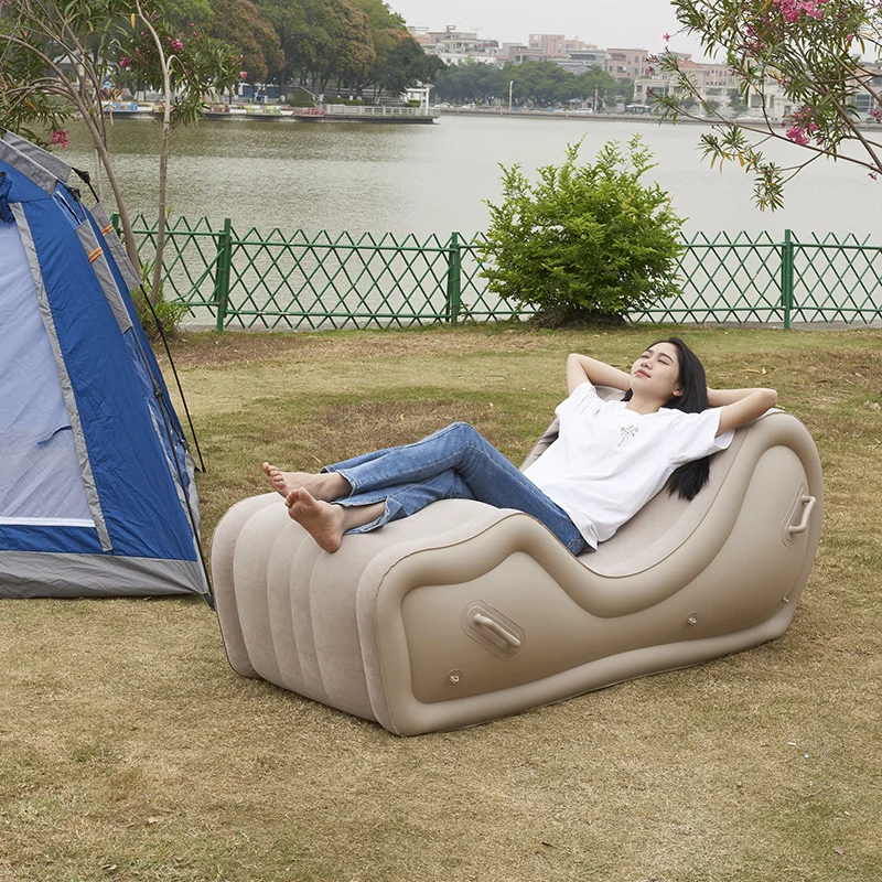 Portable Modern Inflatable Big Sofa Beds Simple Lazy Sofa Lying Chair Folding Lounge Chair with Arm Outdoor Garden Furniture