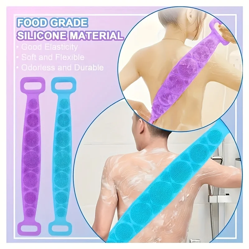 4 Pcs Body Sponge Kit Silicone Bath Brush Scrubber Back Massager Shower Scrub Set