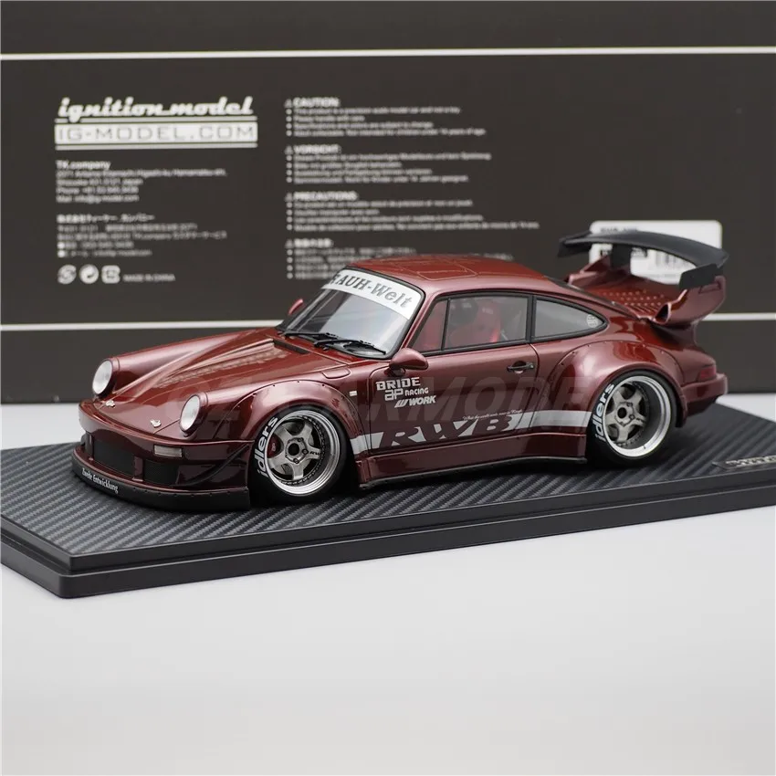 

IG 1:18 RWB 930 Dark Red JDM Simulation Limited Edition Resin Metal Static Car Model Toy Gift