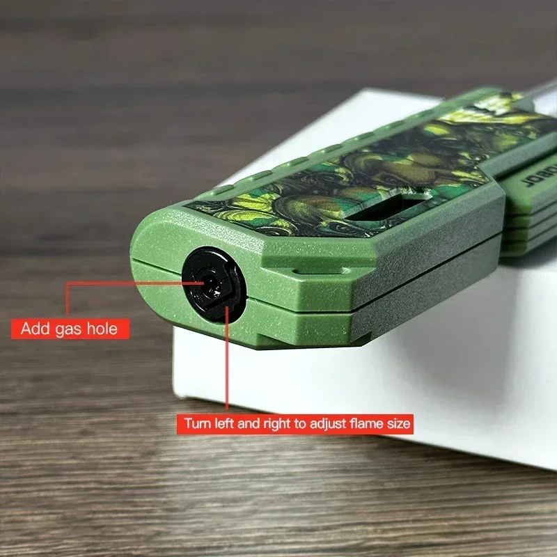 2025 JOBON Outdoor Camping Retractable Lever Ignition Gun Visual Window  Windproof Inflatable Blue Flame Lighter Gadgets for Men