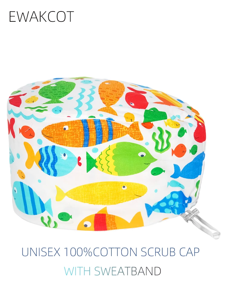 Regulowane elastyczne czapki robocze pielęgniarki 100% bawełna oddychająca pielęgniarka lekarz czapki pielęgniarskie szpital medyczny czapki chirurgiczne unisex