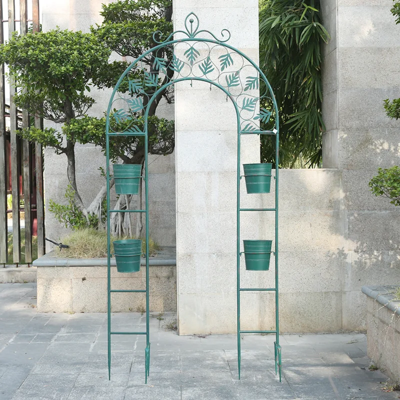 Retro courtyard wrought iron floor insert climbing vine bracket balcony grid with Tong screen flower stand rose garden climbing