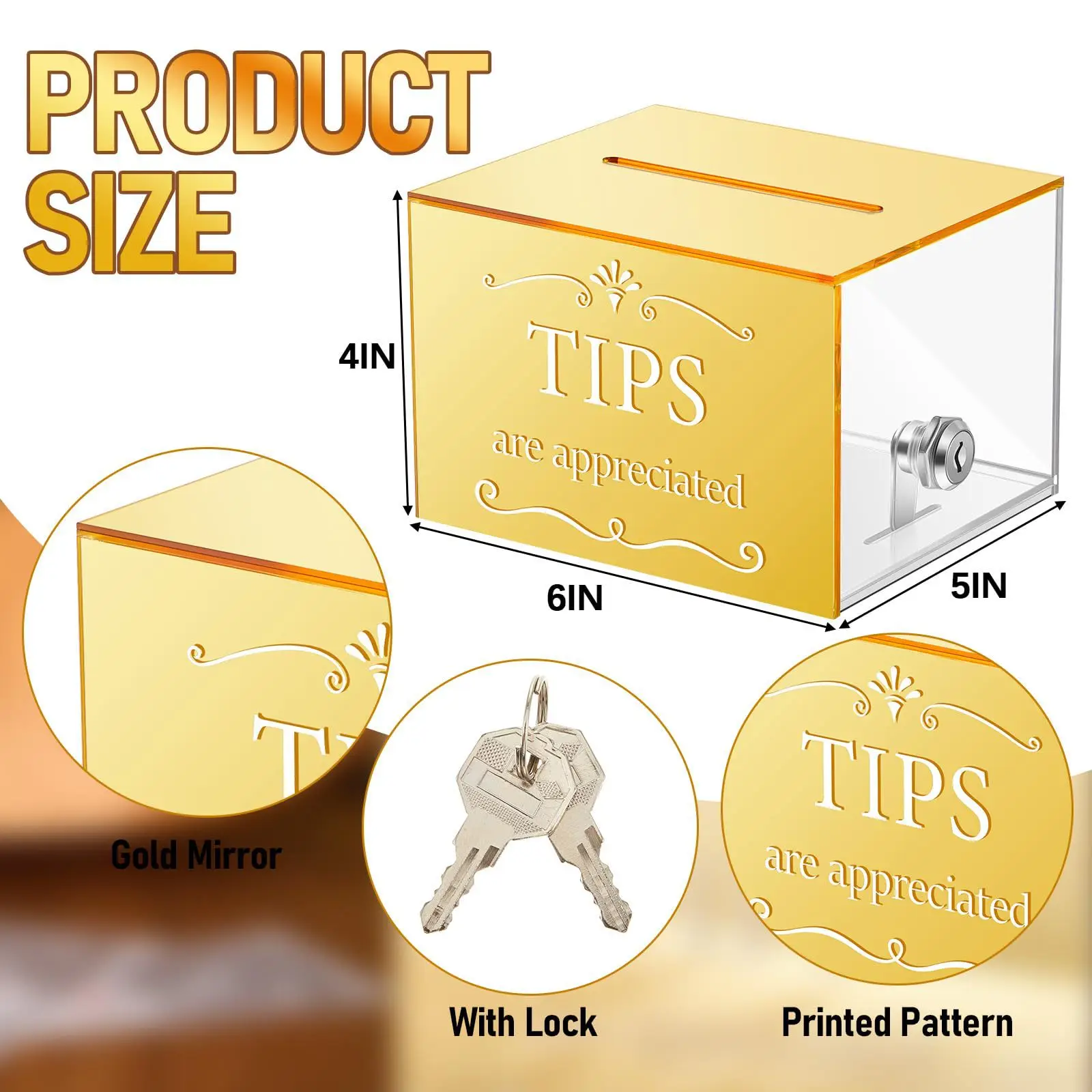 Acrylic Tip Bottle Donation Tip Box Money Storage Container Suggestion Box Cash Box