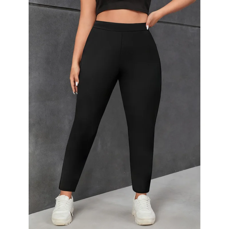 2025 Pantalones pitillo elegantes para mujer, cintura Regular, elásticos, adelgazantes, negros, para oficina, pantalones casuales diarios