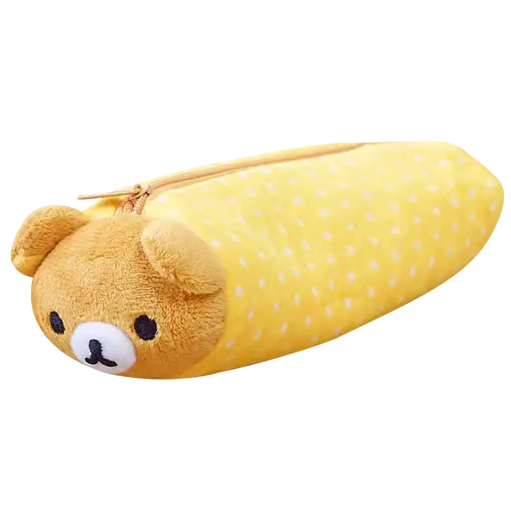 

Rilakkuma Bear Wave Point Plush Pencil Cases for Girls Kids School Pencil Case Pouch Makeup Cosmetic Container Organizer Pen Bag