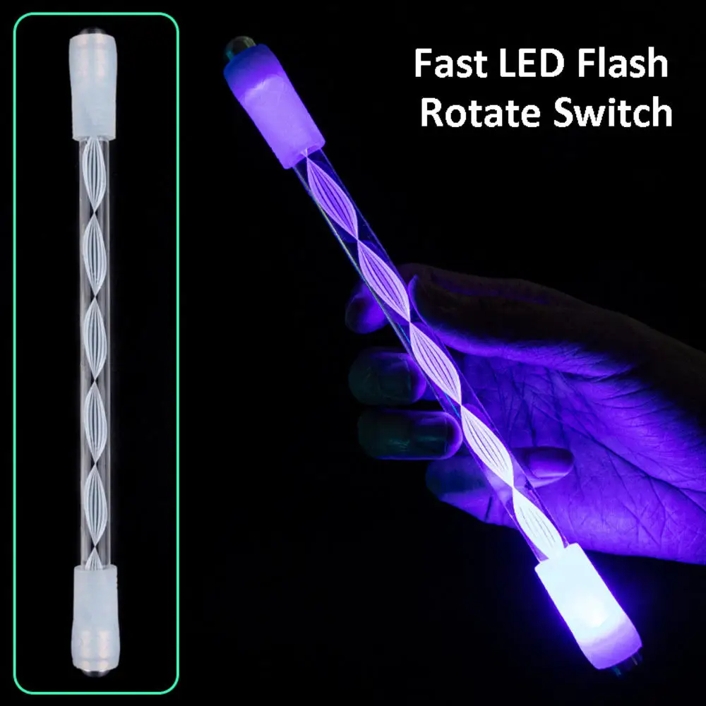 LED Flash Rolling Finger Rotate Pen No Pen Refill Acrylic Spinning Rotating Pens Anti Slip Finger Tool  Office School Supplies