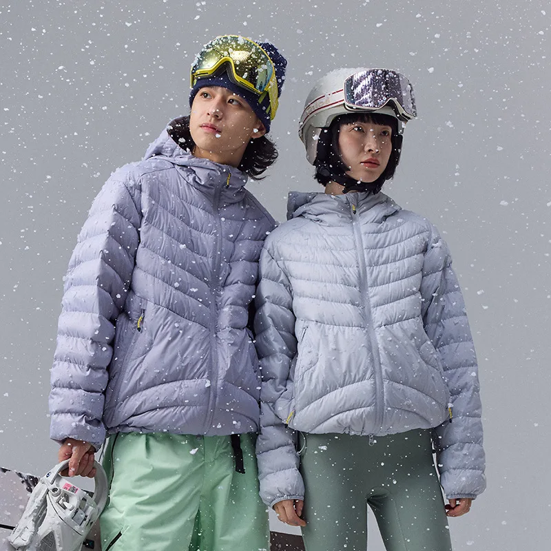 Qualità impermeabile 90% piumino bianco uomo donna con cappuccio piumino da trekking piumino da campeggio esterno capispalla per coppie JK-085