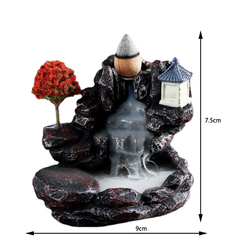 

High mountain flowing water reflux incense burner creative ceramic resin decoration indoor sandalwood Zen incense