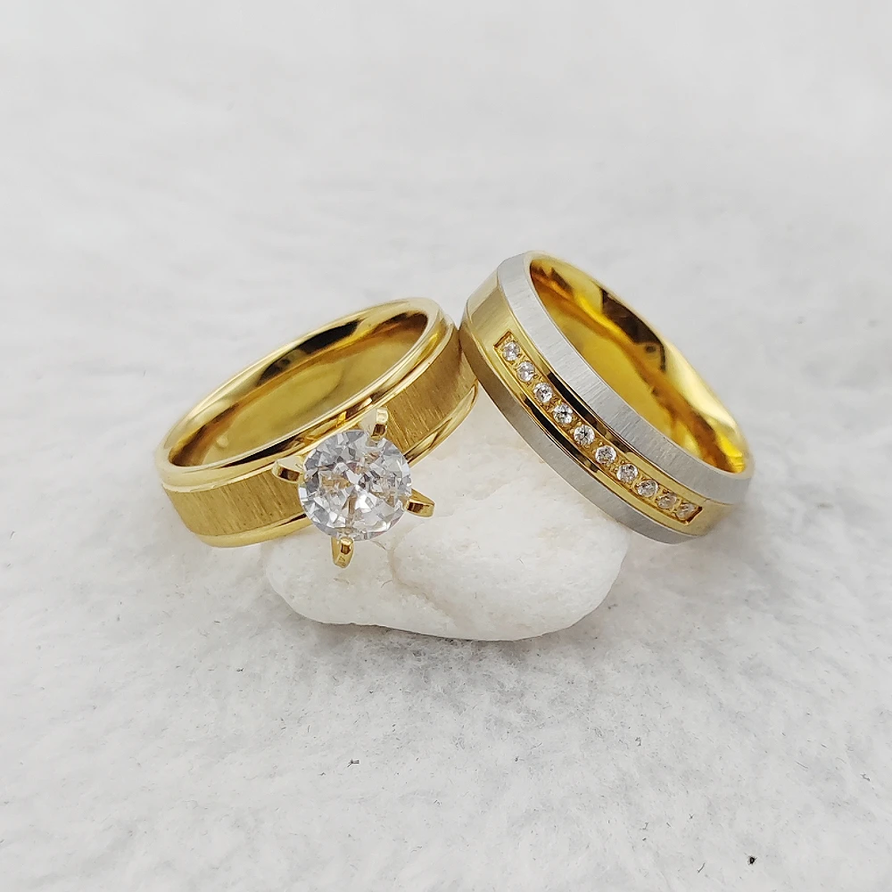 الراقية نسخة طبق الأصل تشيكوسلوفاكيا الماس سيدة 24 كيلو مطلية بالذهب خواتم النساء مجوهرات موضة أنثى اقتراح خواتم اقتراحات الزفاف #5