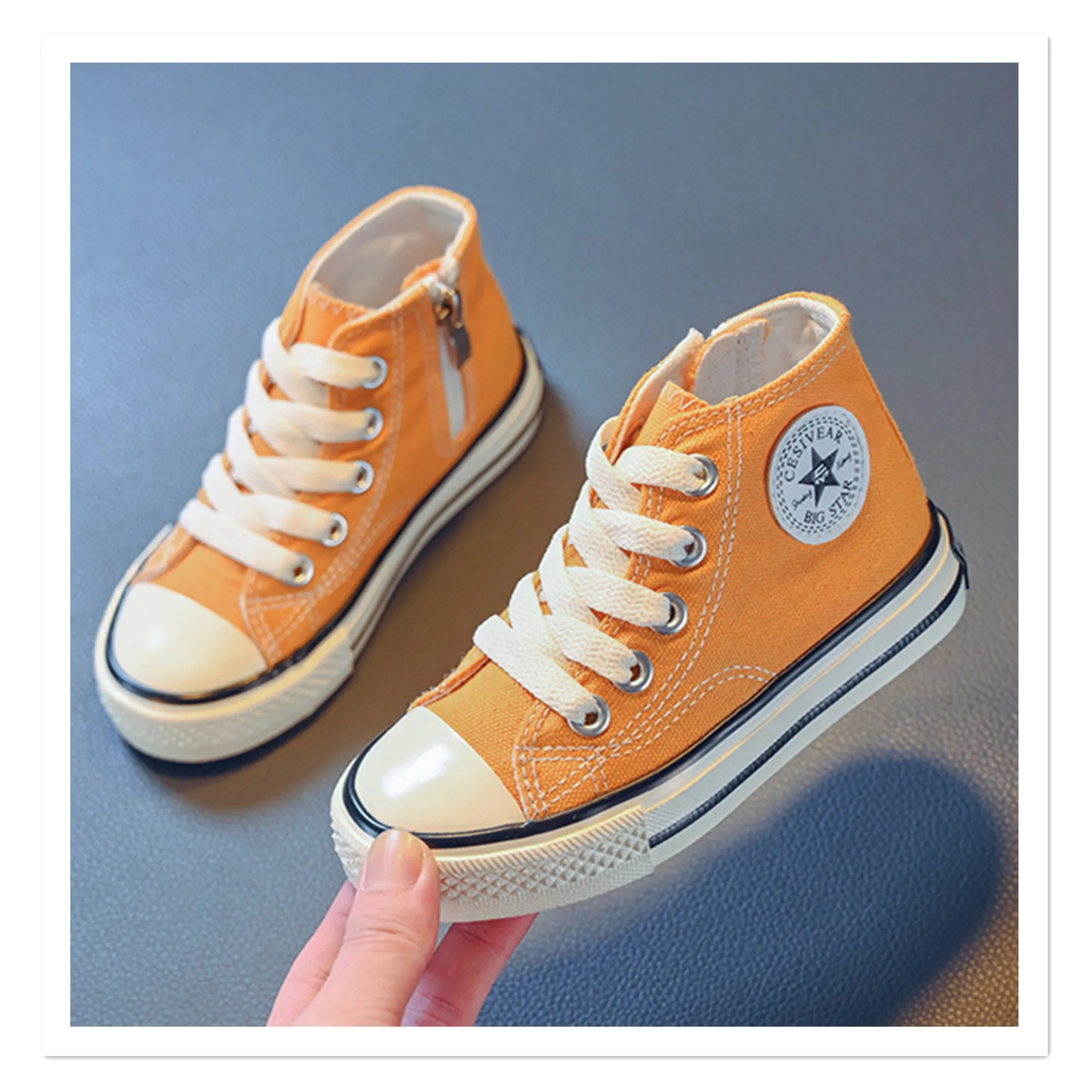 Children\'s High Top Canvas Shoes 2023 Spring New Male and Female Small, Medium, and Big Children Korean Edition Student Board Sh