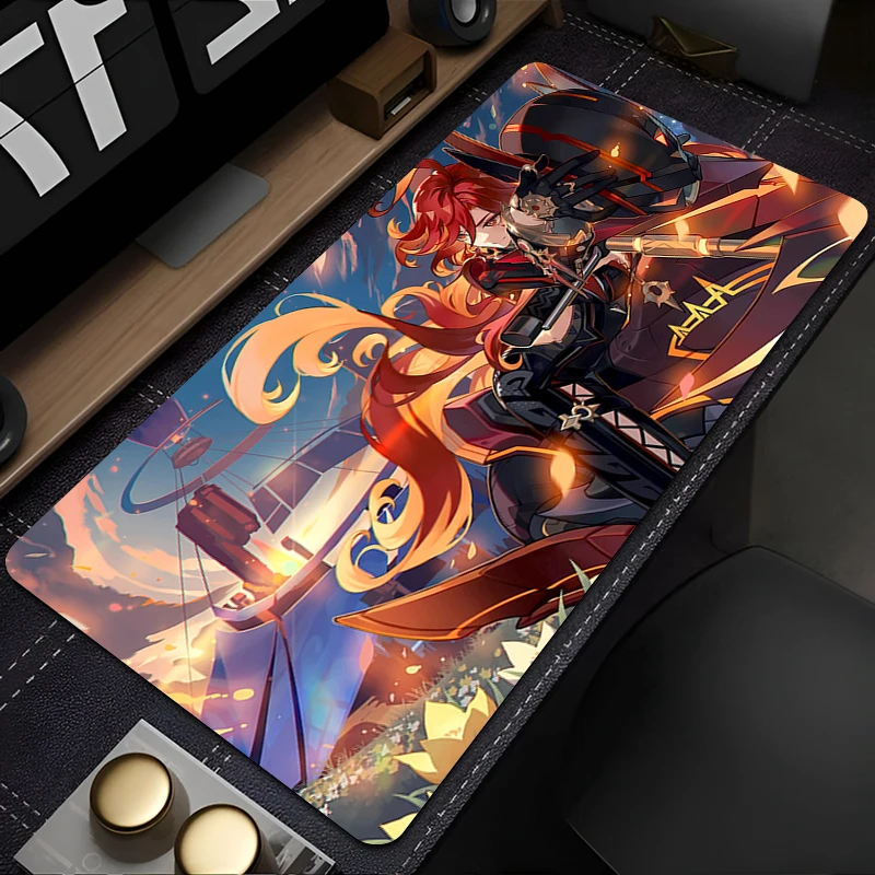 Genshin Impact Mavuika Mouse Pad Large Computer Office Game Table Mats Rubber Anti-slip Gaming Keyboard Long Desk Pads Mousepad