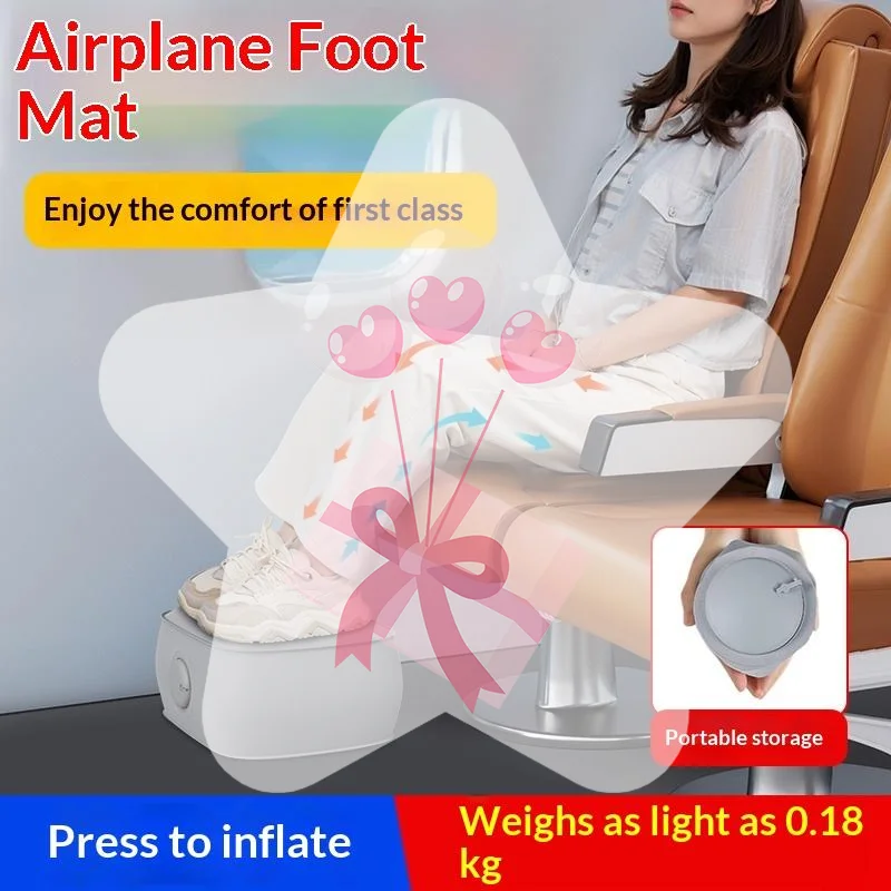Inflatable Footrest Pillow Foldable Waterproof PVC Cushion for Long Car Trip Office Rest Home Feet Comfort