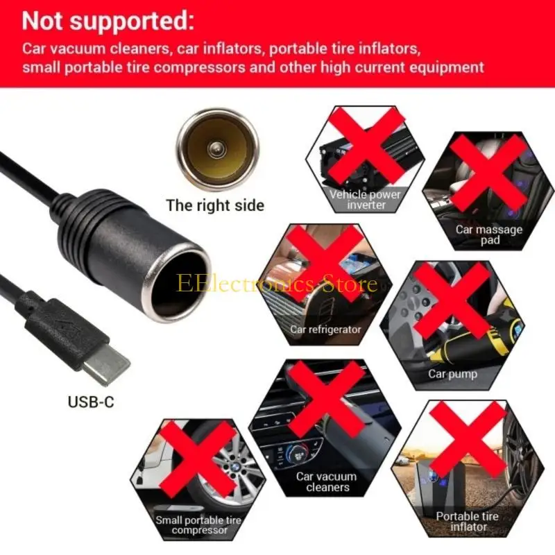 B03C Type C to Car Cable Adjustable Voltages 5V 12V 20V Length 3cm 7cm 12cm 300cm LED Display for Safe Use