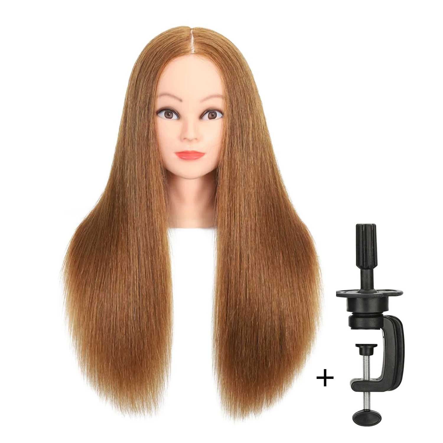 رأس دمية لتضفير عارضة أزياء لتصفيف الشعر 100% رأس تدريب لتصفيف الشعر الاصطناعي مع حامل ثلاثي القوائم للتجميل #3