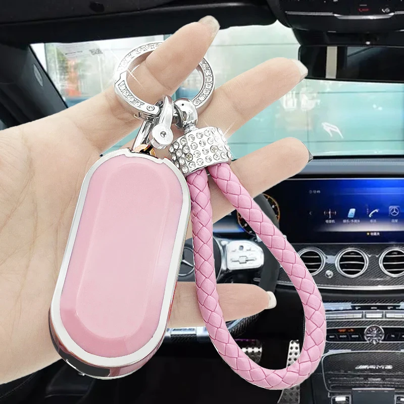 Fiat Key Fob Protector z łańcuszkiem na klucze z kryształu górskiego, miękkie etui na klucze z TPU do Fiata 500, Boyue Bravo Iveco Olsen Car Key Rem