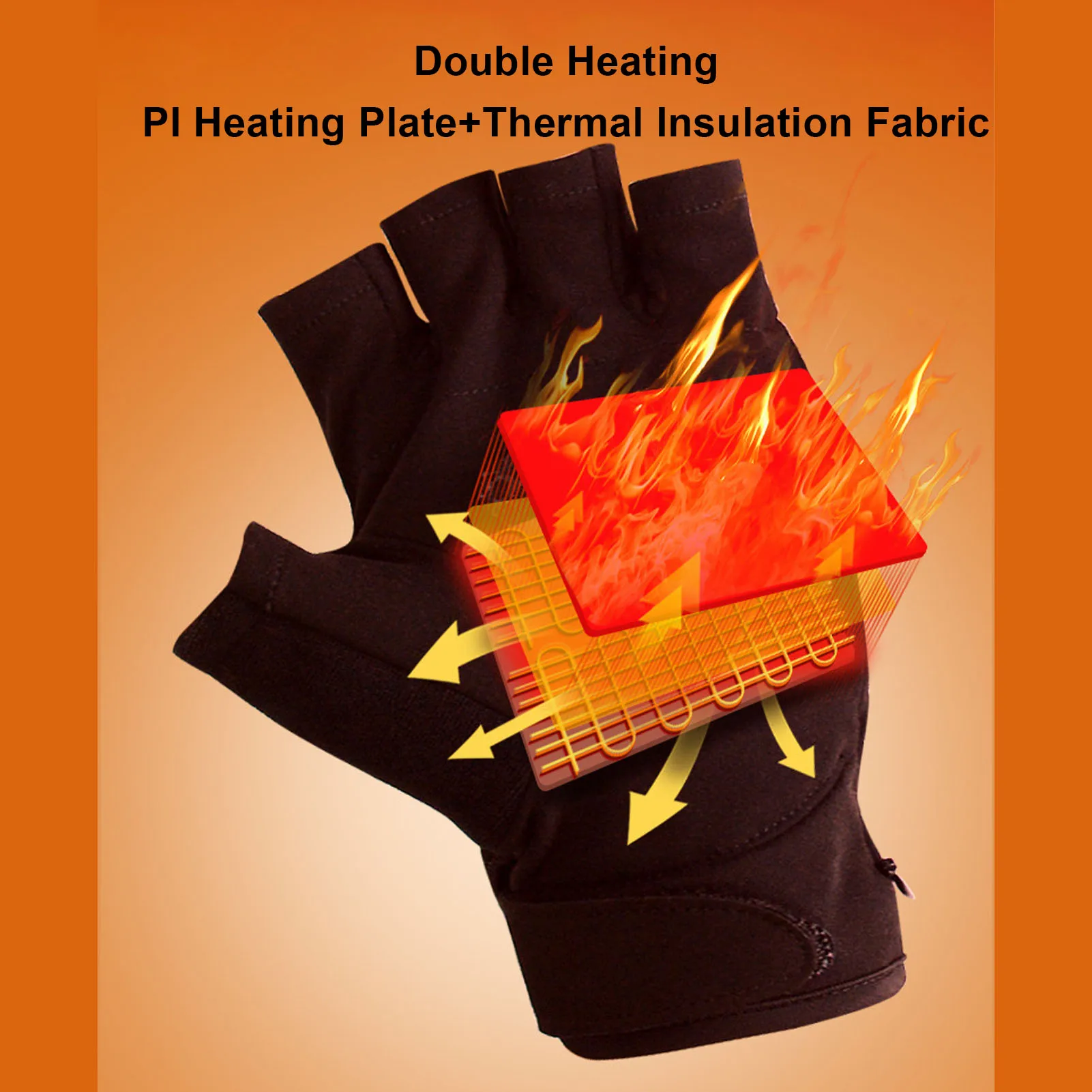 

Fingerless Heated Gloves Cordless Portable Rechargeable Half Finger Heated Gloves for Working Studying Fishing