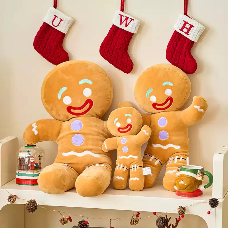 Lovely Gingerbread Man Plushies Stuffed Cookie Doll Bag Pendant Soft Cuddly Biscuit Pillow Room Decor Sofa Bed Xmas Gifts