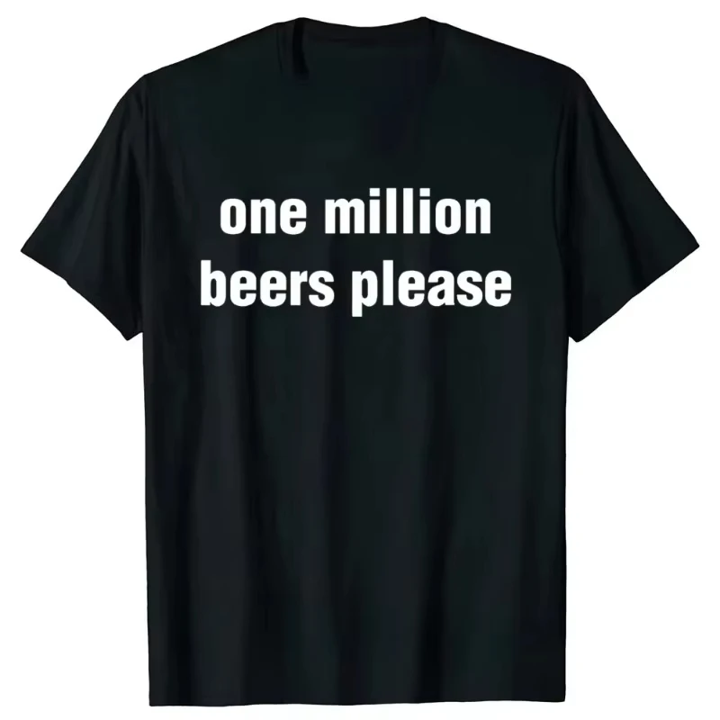Camiseta Retro "One Million Beers" de verano para mujer, divertida camiseta de algodón con estampado de cerveza, ropa de calle informal de manga corta a la moda