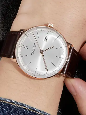 Riff Tiger/RT Top Band Luxus Kleid Uhr für Männer Braun Leder Rose Gold Automatische Uhr Montre Homme Uhr RGA8215